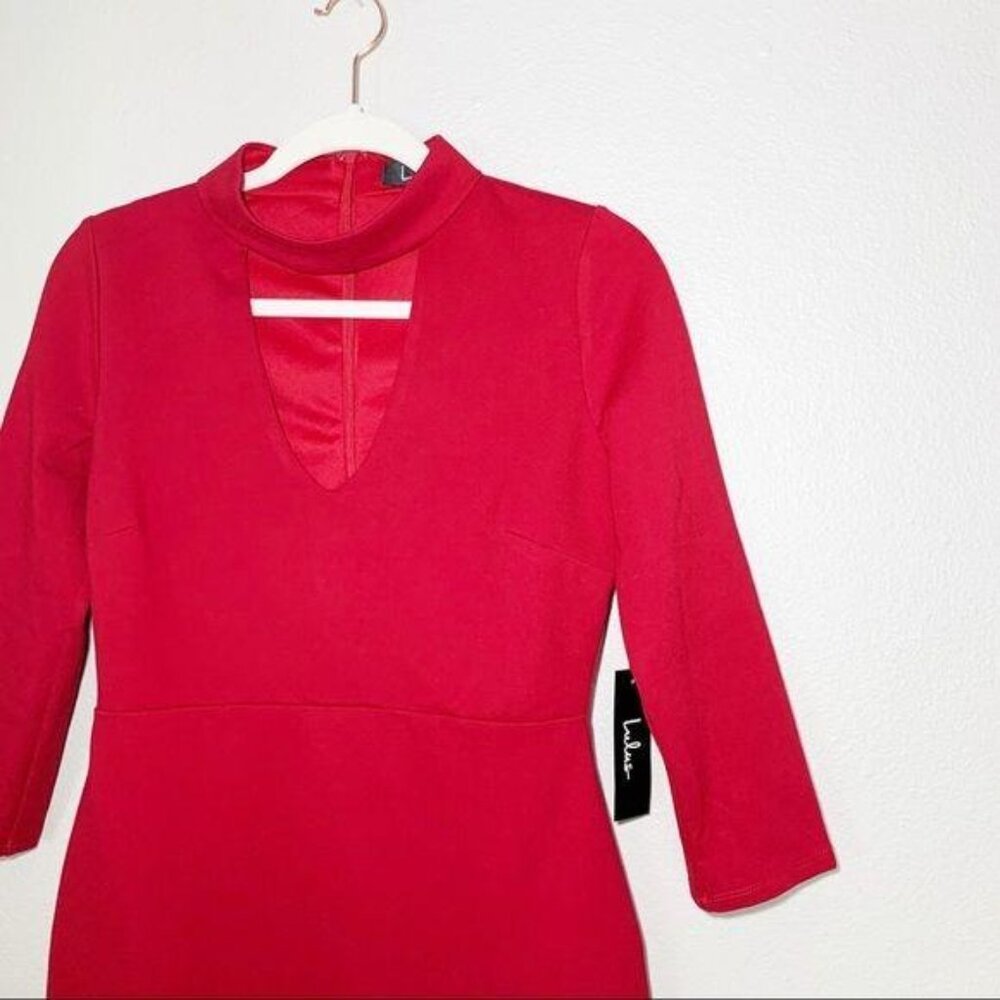 Lulus Seven Wonders Dark Red Bodycon Mini Dress Size Large Cutout Stretchy  New - Picture 3 of 10